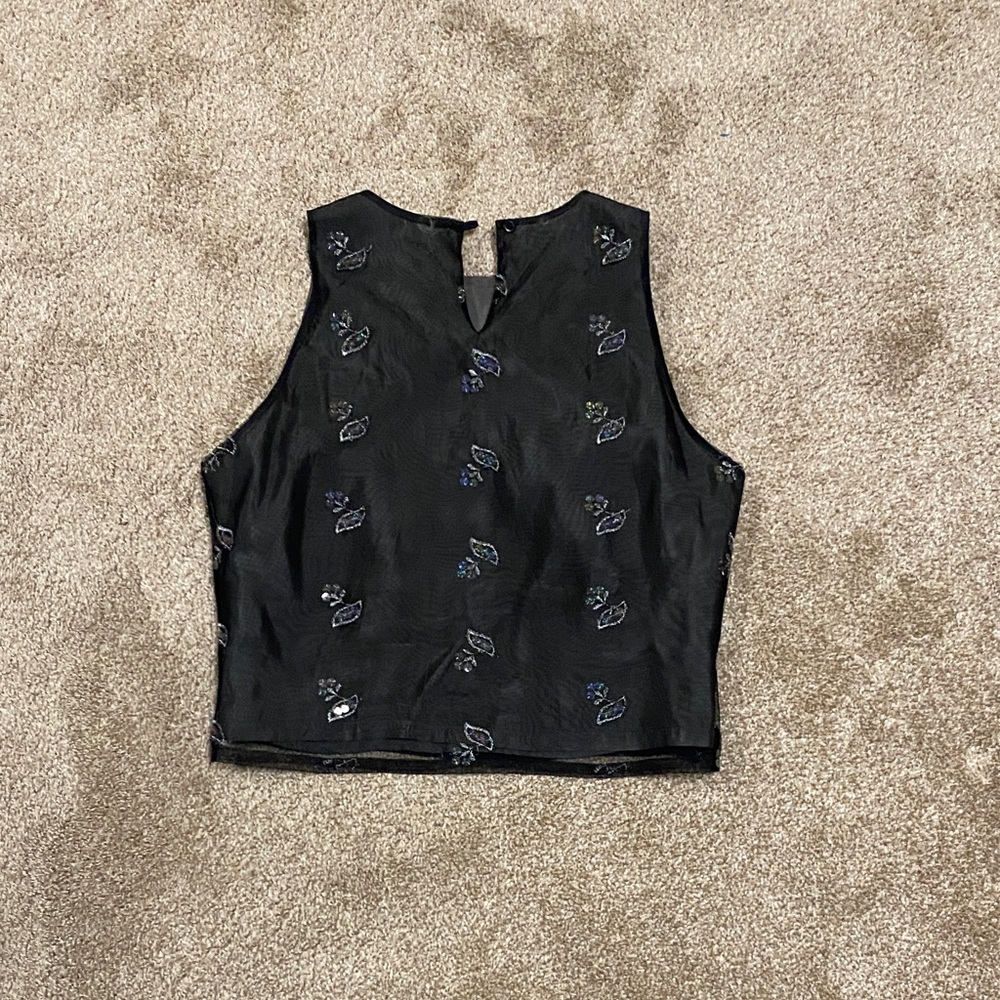 Chic Black Embroidered Tank Top